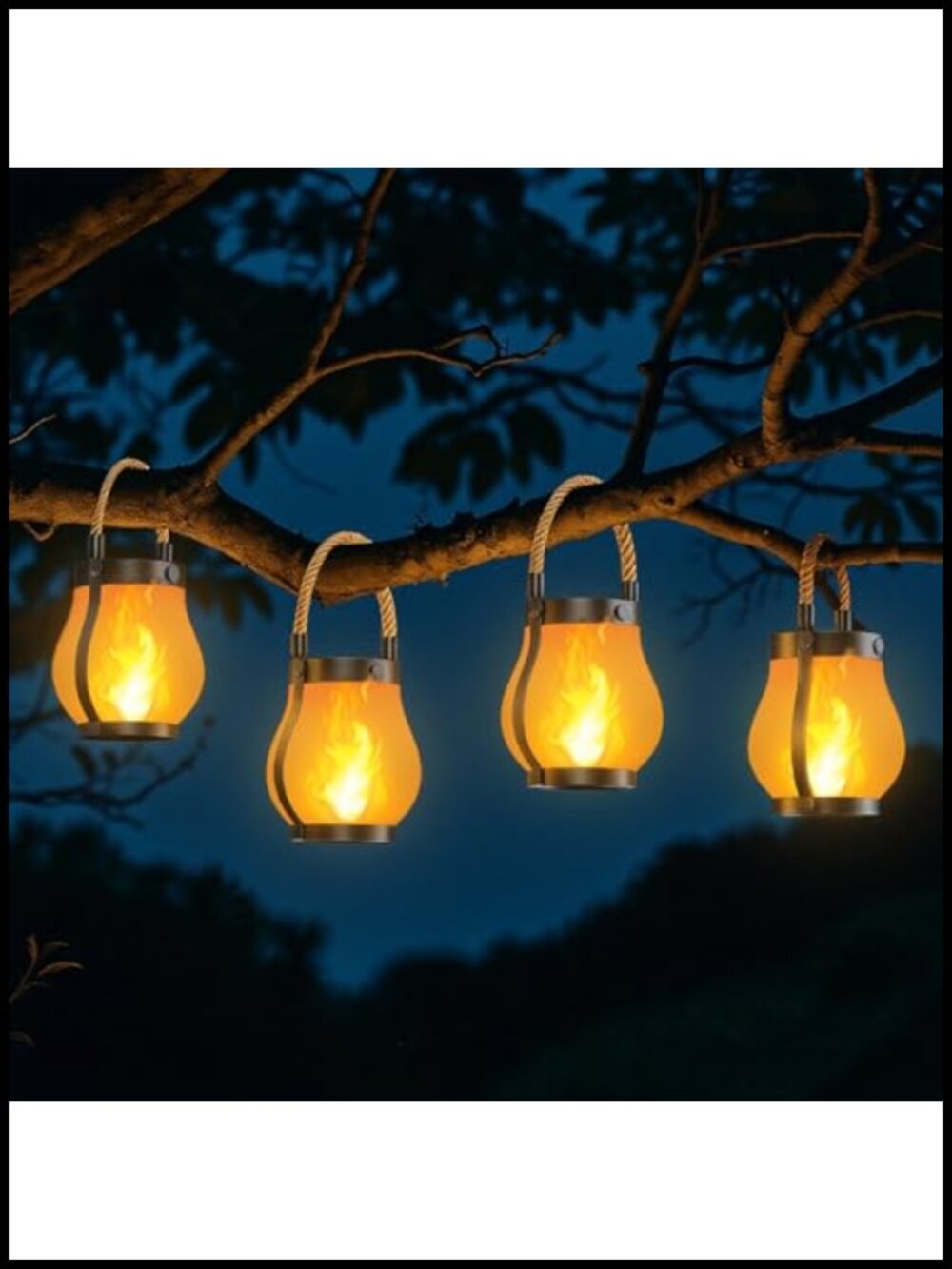 Solar Lanterns Outdoor Waterproof Ultra-Real Flame Hanging Table